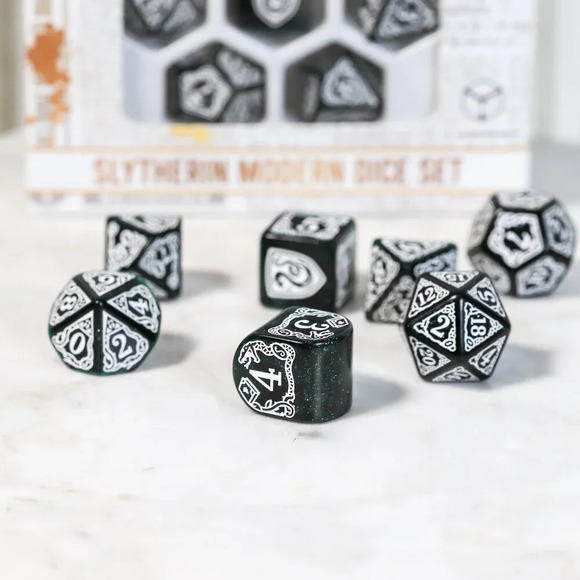 Harry Potter Slytherin Modern Dice Set green Harry Potter Set (7) Q-Workshop D&D - Picture 7 of 8